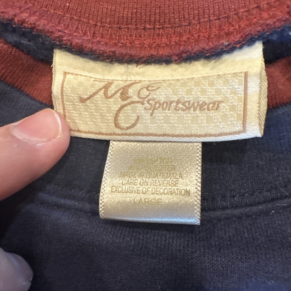 M & C SPORTSWEAR CHRISTMAS GINGERBREAD SWEATSHIRT LARGE GRANDKIDS NAVY CUTE! - Picture 3 of 4